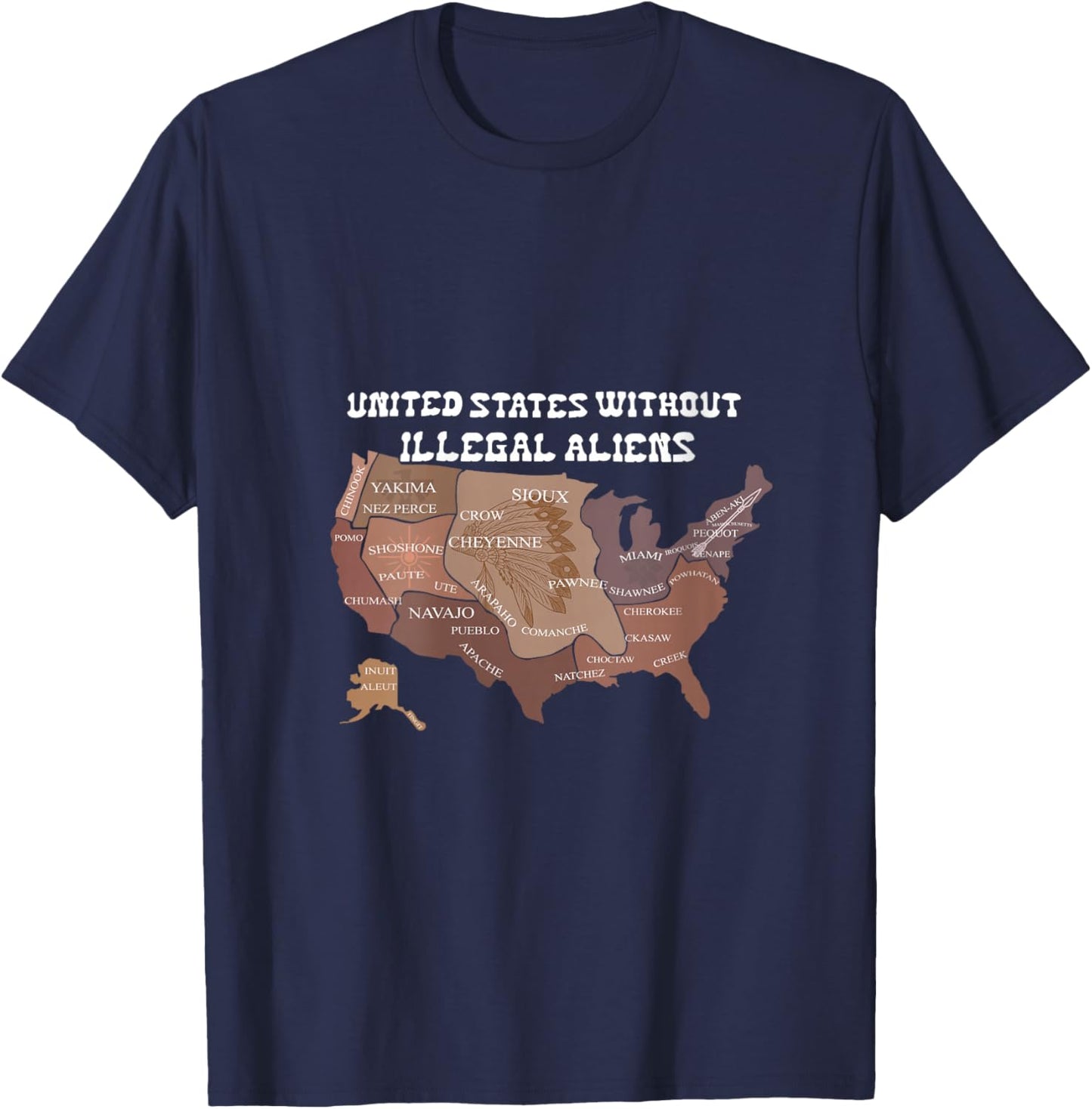 United States Without Illegal Aliens USA Map Funny Quotes V-Neck T-Shirt - T-Shirt | Navy