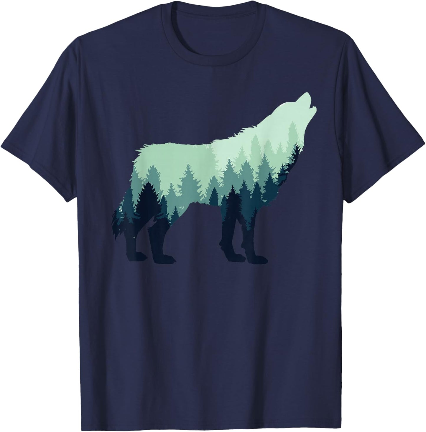 Wolf Nature Outdoor Forest Camping Hiking Gift T-Shirt - T-Shirt | Navy