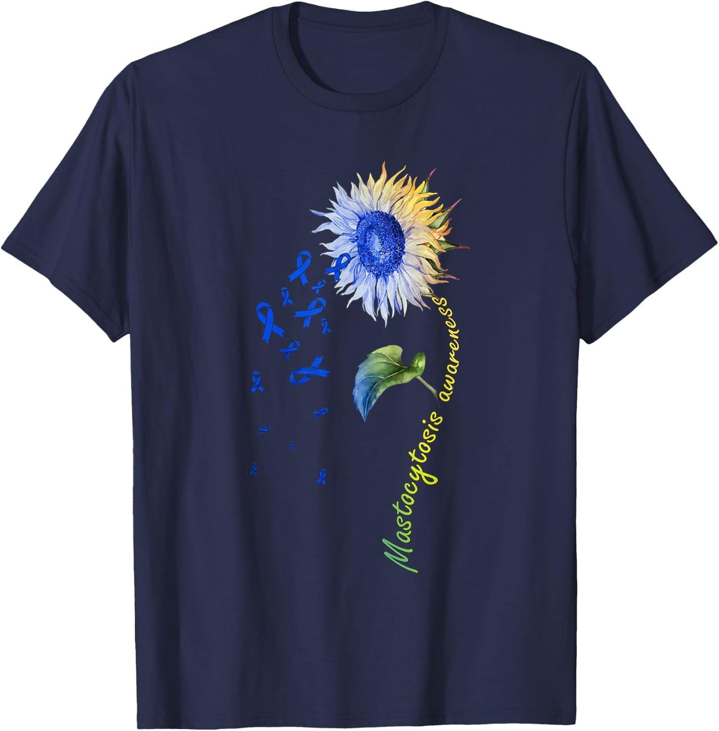 Mastocytosis Awareness Sunflower T-Shirt - T-Shirt | Navy