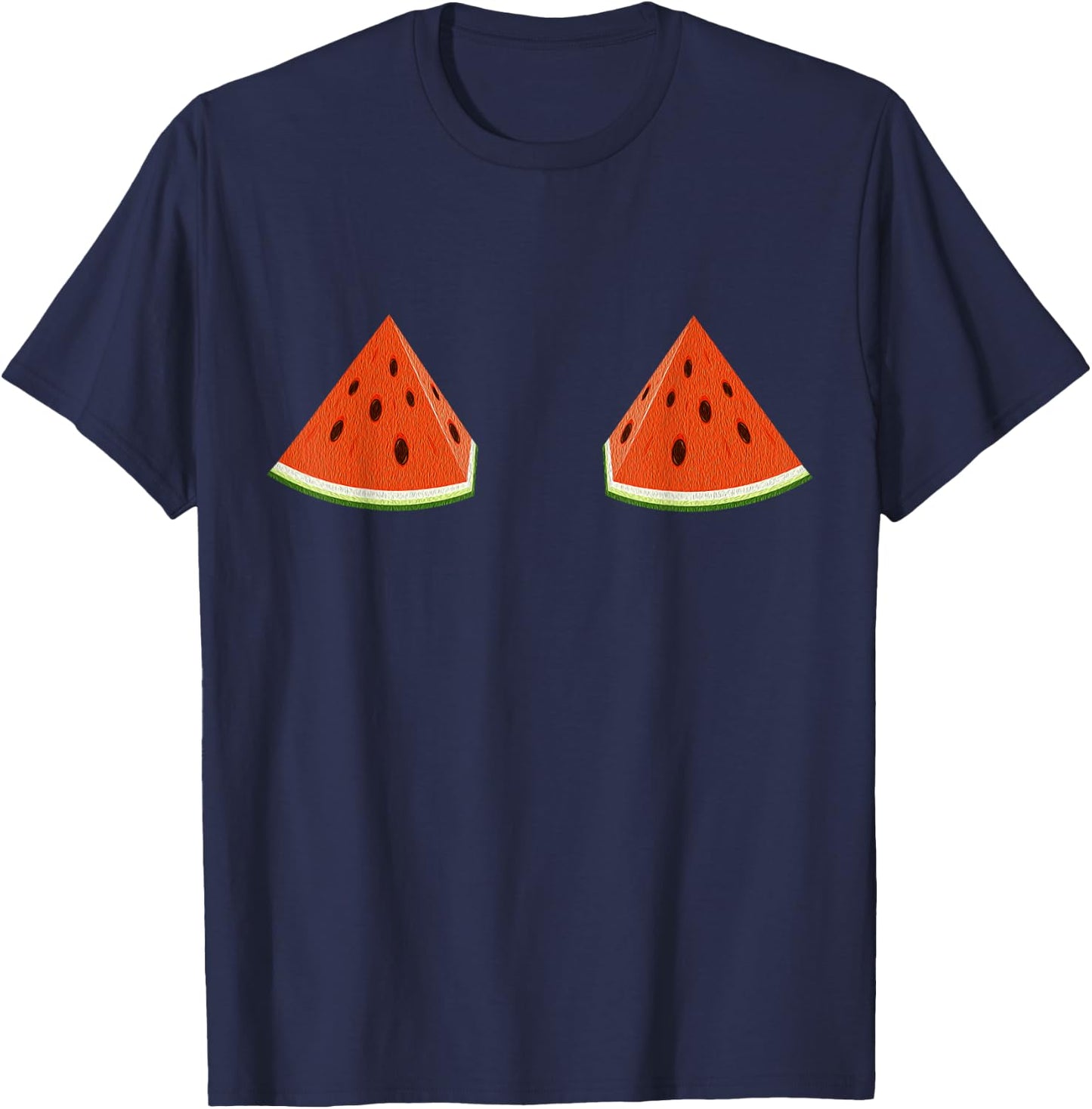 Funny Watermelon Boobs Women Girls Gift Summer T-Shirt - T-Shirt | Navy