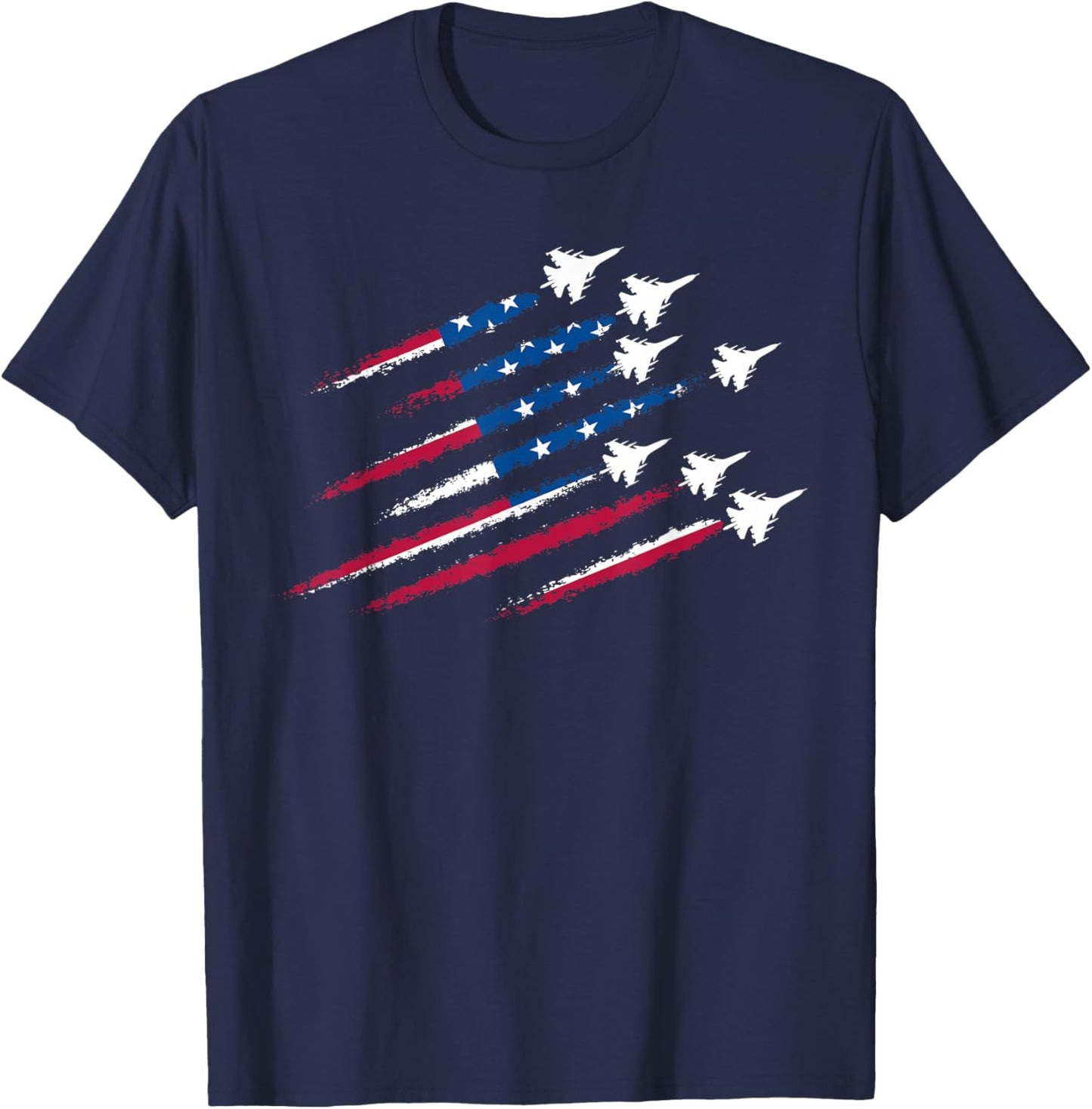 Patriotic Jets Fourth of July USA American Flag Men Women T-Shirt - T-Shirt | Navy