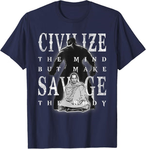 Civilize The Mind But Make Savage The Body Distressed Shirt T-Shirt - T-Shirt | Navy