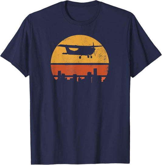 Retro Pilot C172 Flying Gift T-Shirt - T-Shirt | Navy