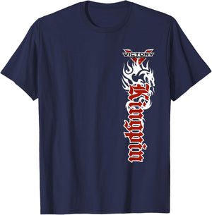 Drooling Bully Kustoms Kingpin Tribal Motorcycle - Men's Black Small Classic Fit Short Sleeve Cotton Polyester T-Shirt - T-Shirt | Navy