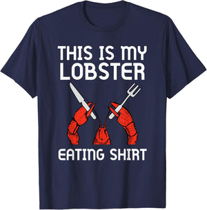 This Is My Lobster Eating Shirt Funny Seafood Boil Eat Retro T-Shirt - T-Shirt | Navy