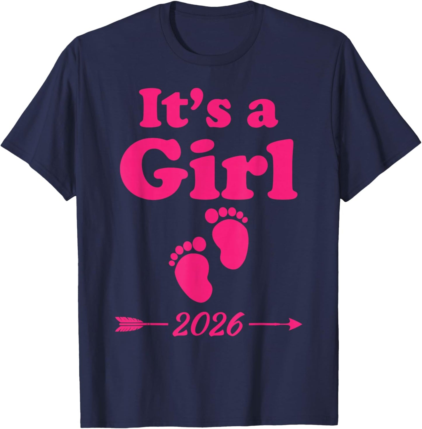 Team Girl It's A Girl Baby Announcement Gender Reveal 2026 T-Shirt - T-Shirt | Navy