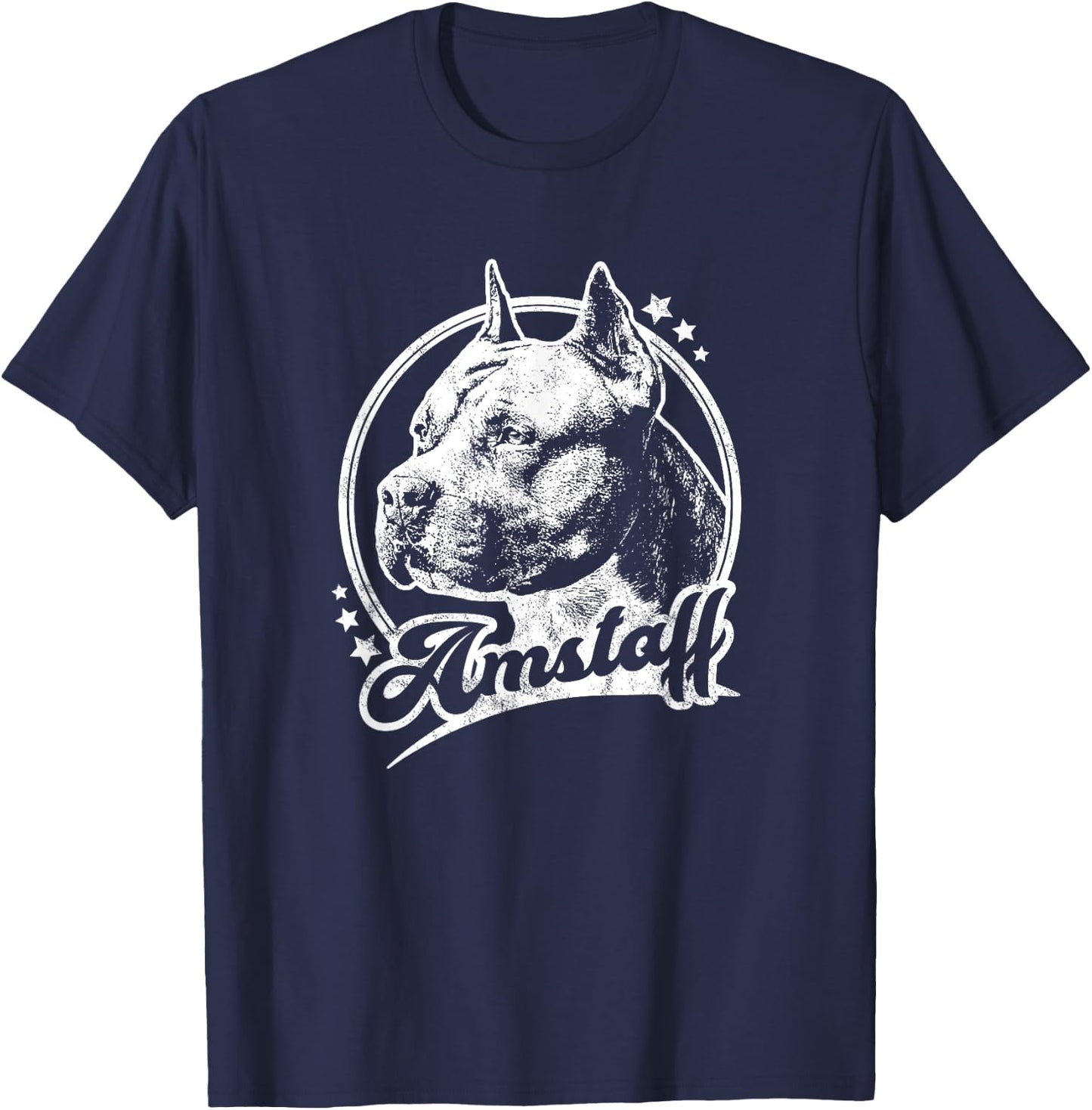 Amstaff Dog Retro Style T-Shirt - T-Shirt | Navy