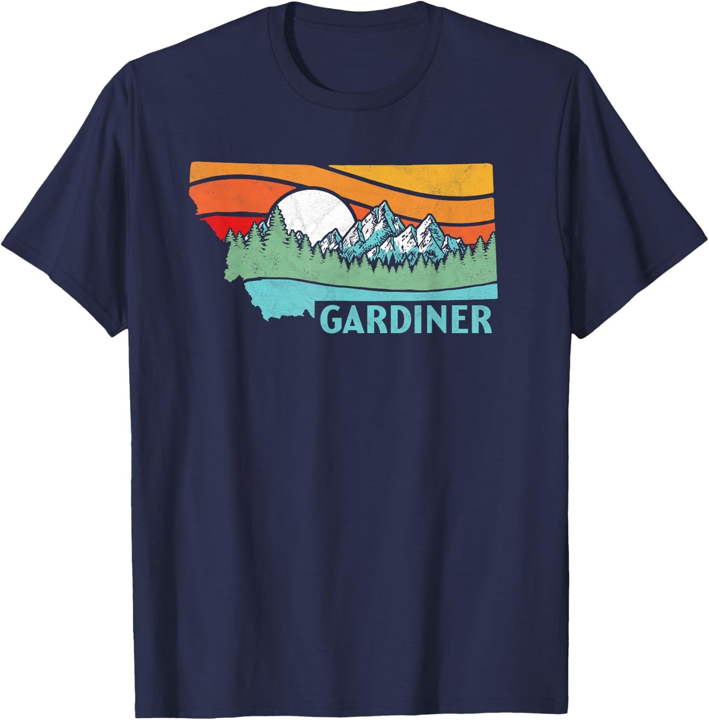 Gardiner Montana Outdoors Retro Mountains & Nature T-Shirt - T-Shirt | Navy