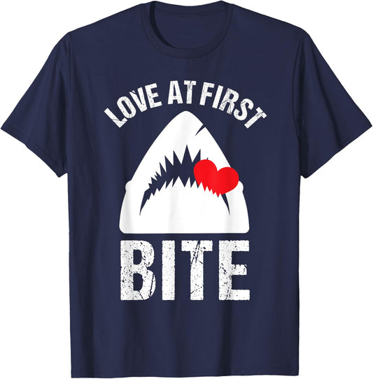 Valentines Shirt for Boys Funny Shark Quote Love Bite T-Shirt - T-Shirt | Navy