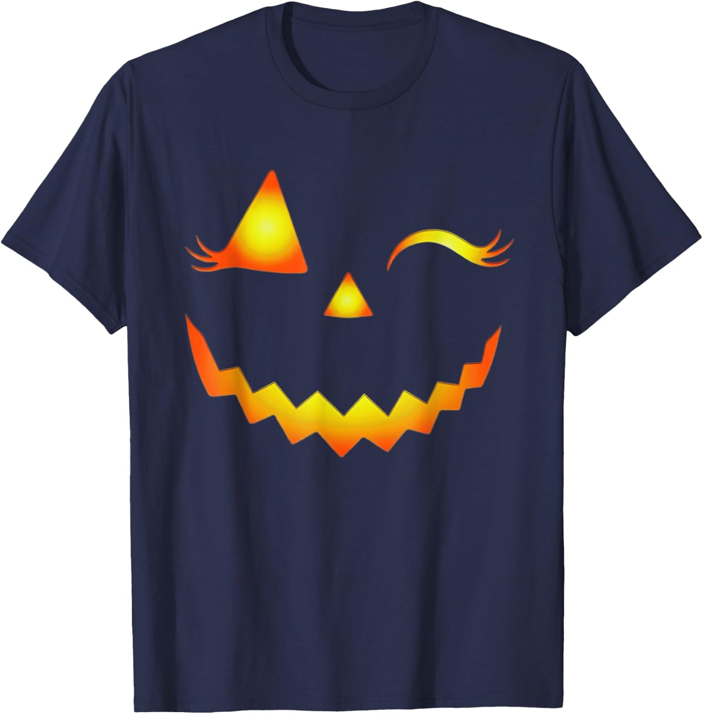 Jack O Lantern Face Pumpkin Eyelashes Hallowen Costume T-Shirt - T-Shirt | Navy