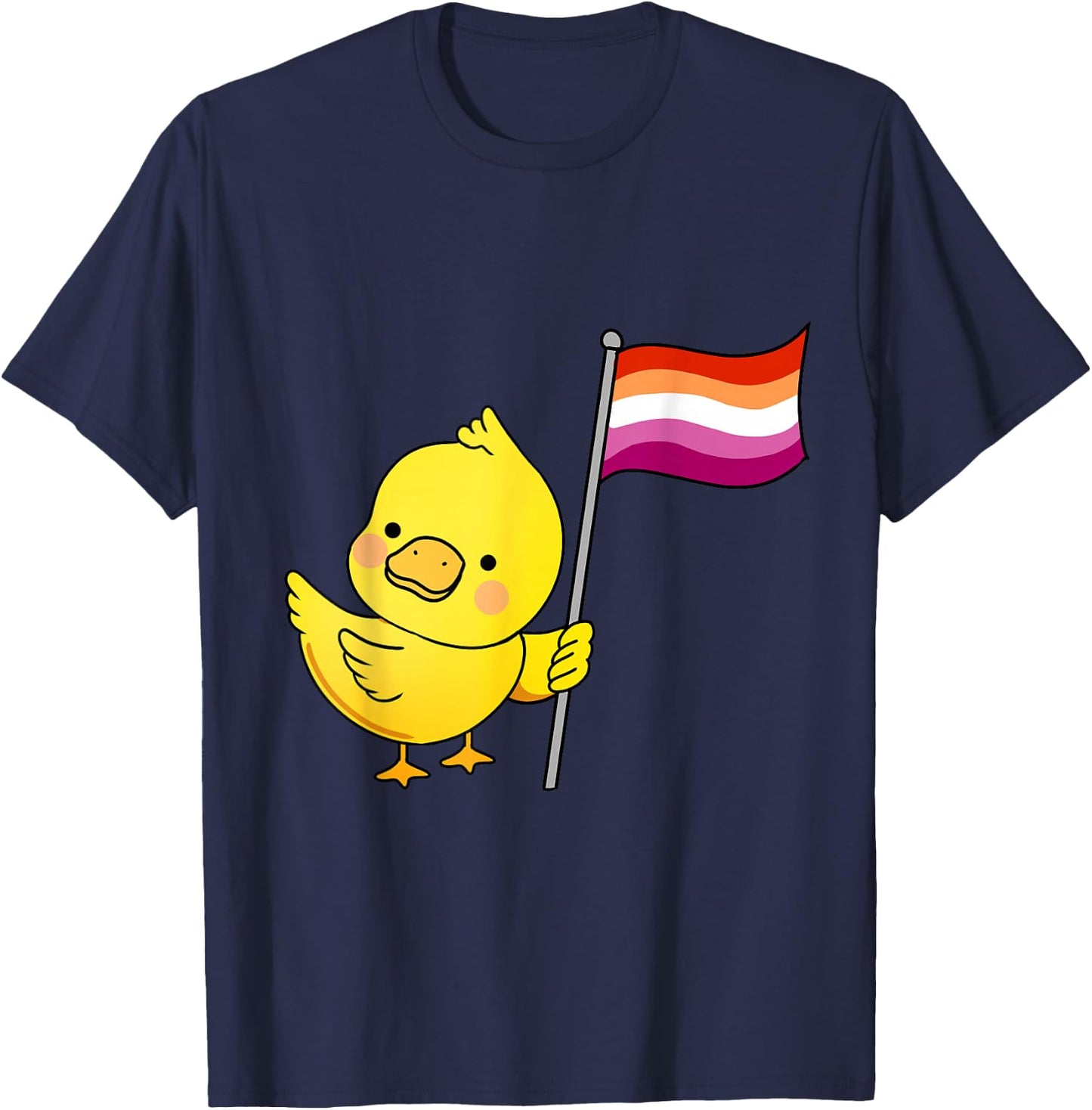 Lesbian Duck Orange Pink Lesbian Pride T-Shirt - T-Shirt | Navy