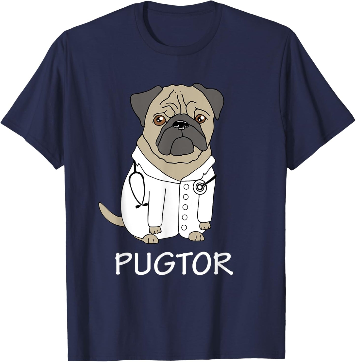 Pug Doctor Funny T Shirt Pet Dog Veterinarian Vet Gift Men Women Kids T-Shirt - T-Shirt | Navy