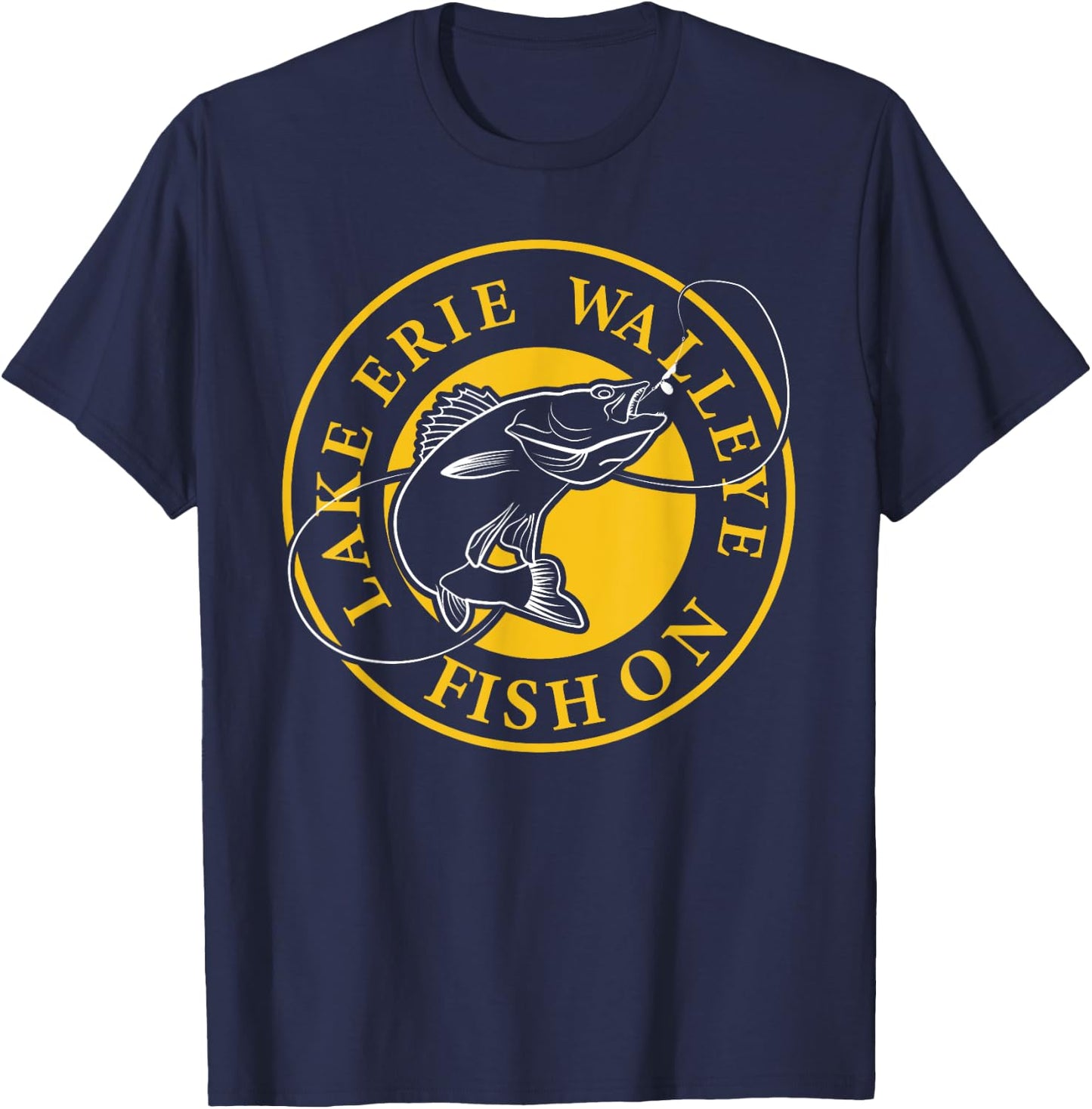 Lake Erie Walleye Fish On T-Shirt - T-Shirt | Navy