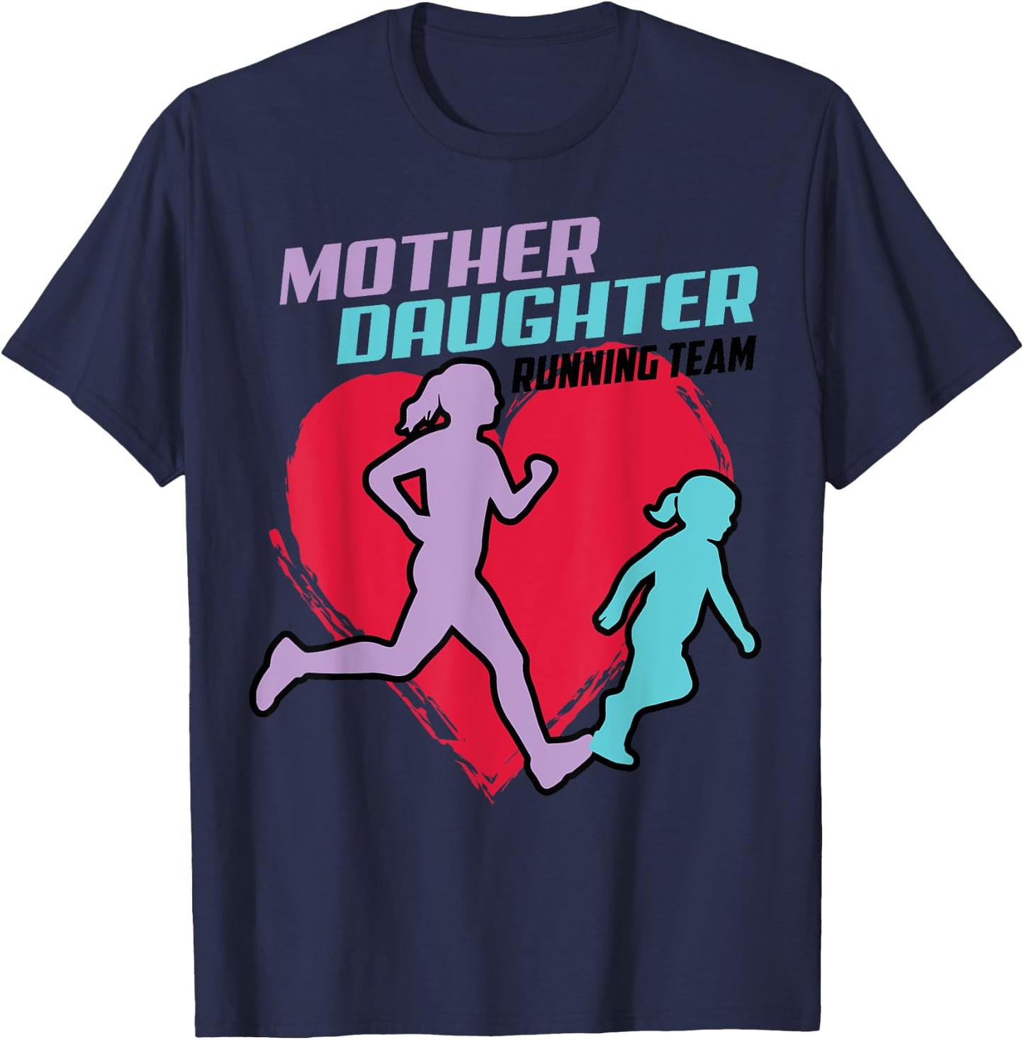 Cool Mother Daughter Running Team | Funny Runner Tandem Gift T-Shirt - T-Shirt | Navy
