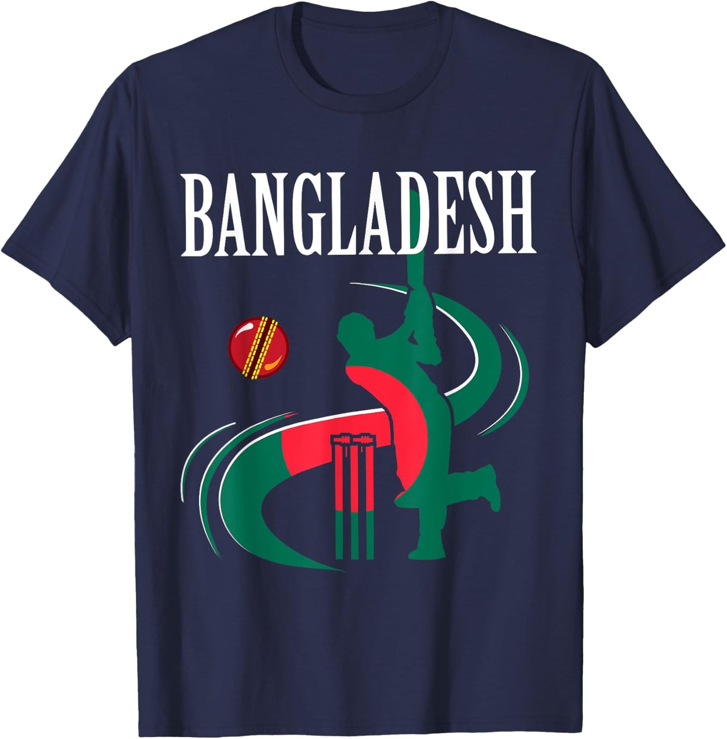 Bangladesh Cricket With Flag Brush Stroke T-Shirt - T-Shirt | Navy