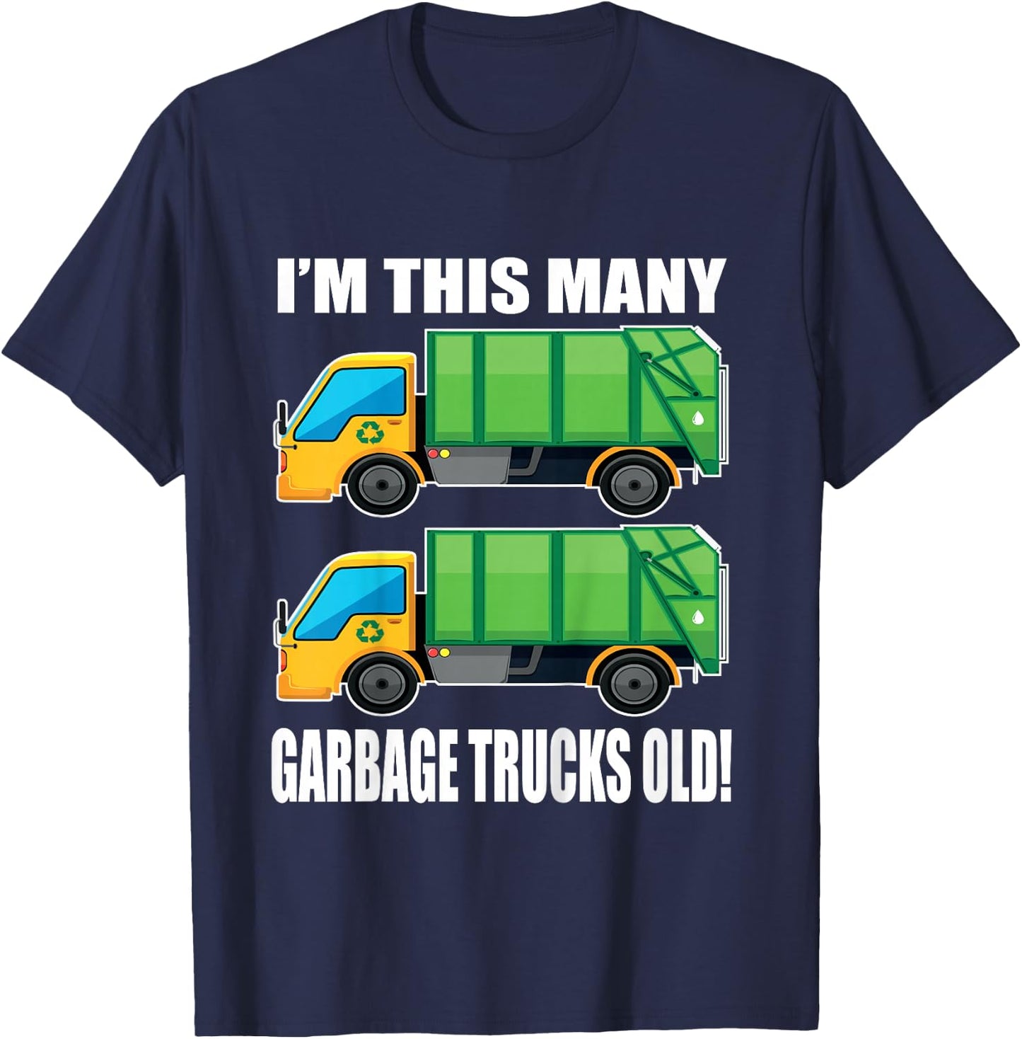 2 Year Old Garbage Truck 2nd Birthday Shirt for Toddler Boy T-Shirt - T-Shirt | Navy