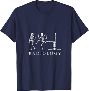 Women's Funny Radiology Skeleton Dancing Xray Technician Humor V-Neck T-Shirt - T-Shirt | Navy