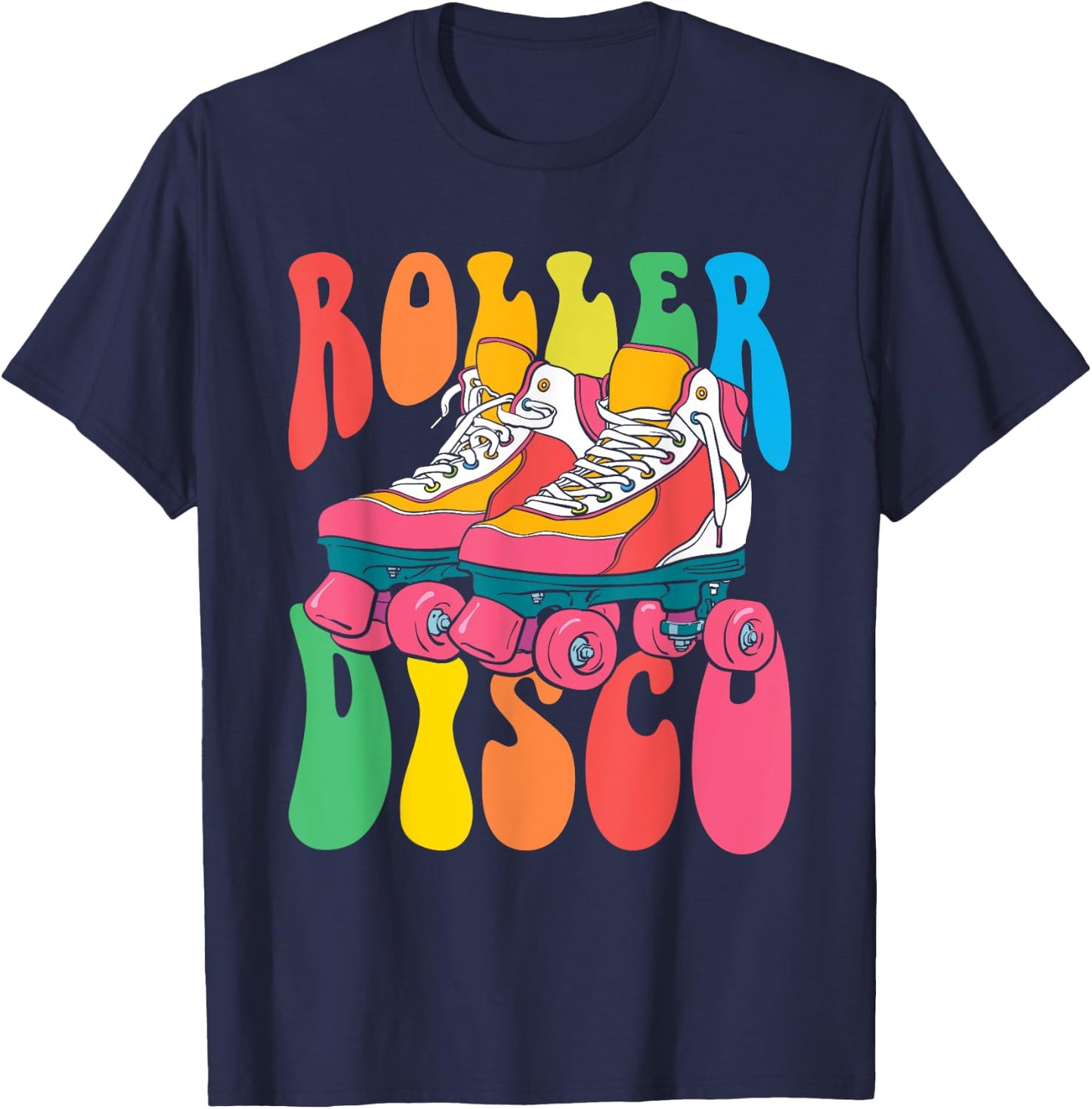 Roller Disco Seventies 70's Costume Skates T-Shirt - T-Shirt | Navy