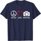 Photography Lover Peace Love Photos Camera Photographer T-Shirt - T-Shirt | Navy