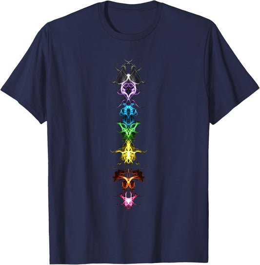 Chakras Fractal Buddhism Awareness Rainbow Power T-Shirt - T-Shirt | Navy