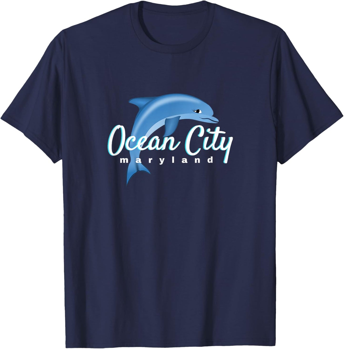 Ocean City Maryland , Ocean City MD Dolphin T-Shirt - T-Shirt | Navy