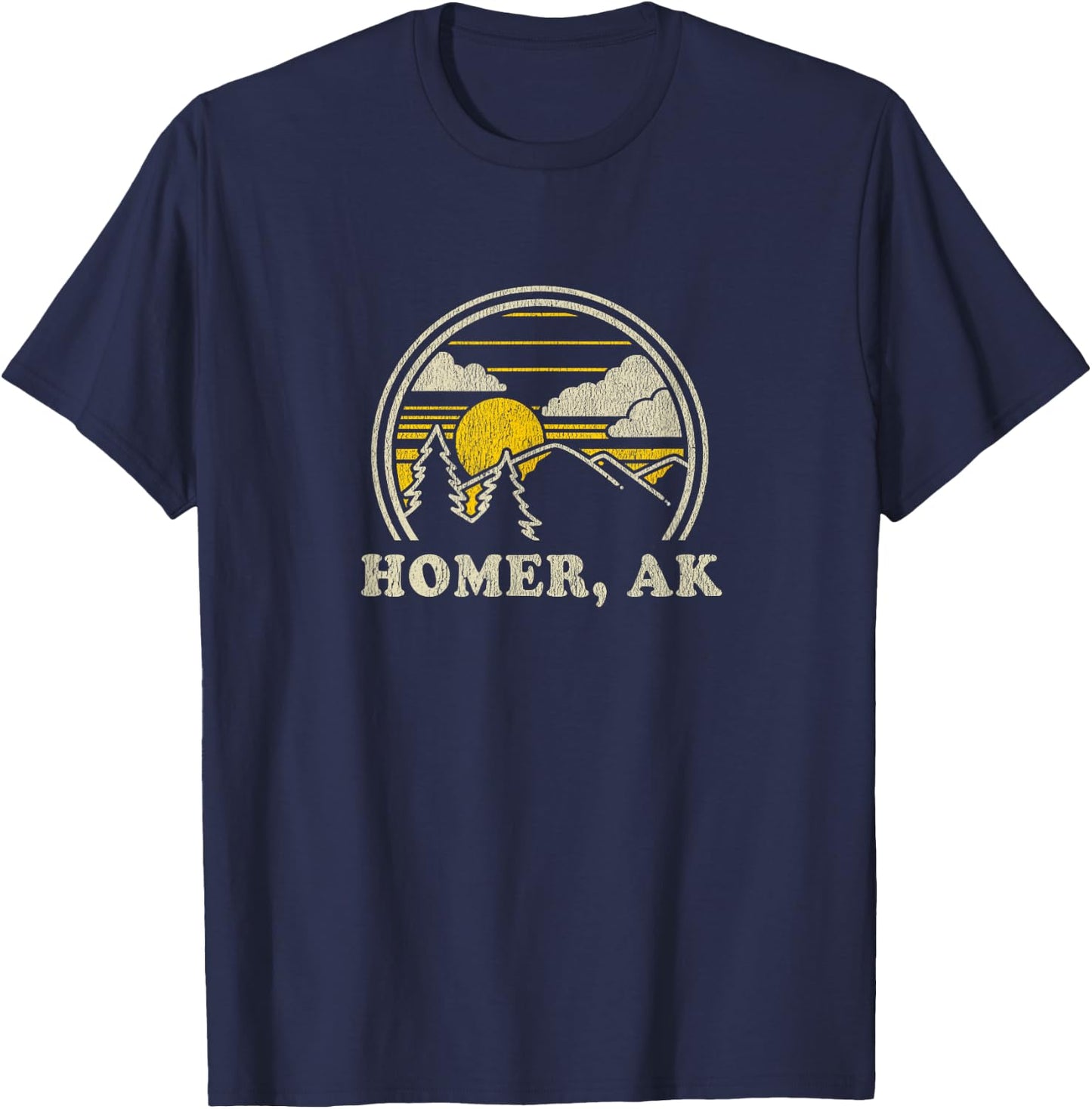 Homer Alaska AK Vintage Hiking Mountain T-Shirt - T-Shirt | Navy