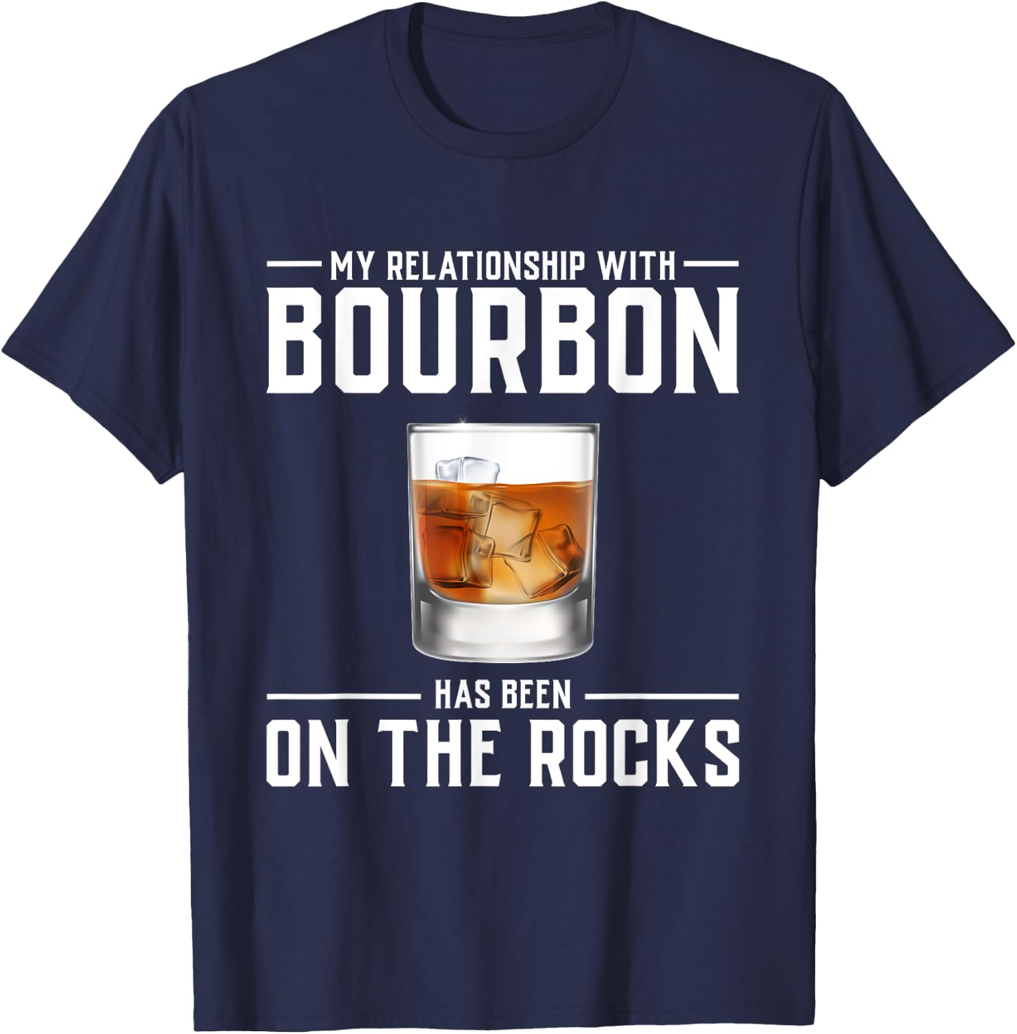 Alcohol Shirt On The Rocks Funny Bourbon Men Women Gift T-Shirt - T-Shirt | Navy