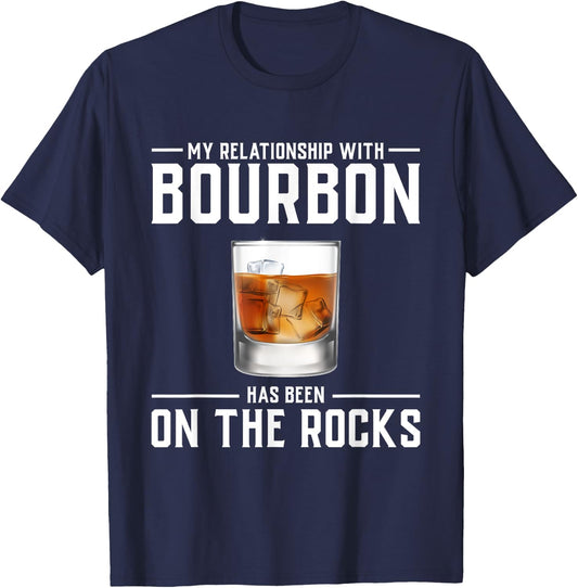 Alcohol Shirt On The Rocks Funny Bourbon Men Women Gift T-Shirt - T-Shirt | Navy