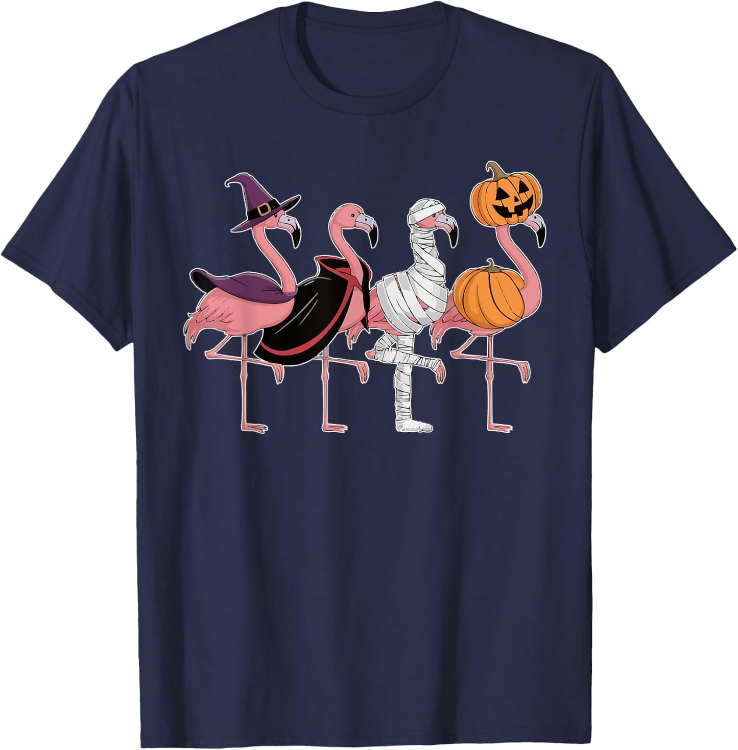 Flamingo Halloween Spooky Wading Bird Scary Trick Or Treat T-Shirt - T-Shirt | Navy