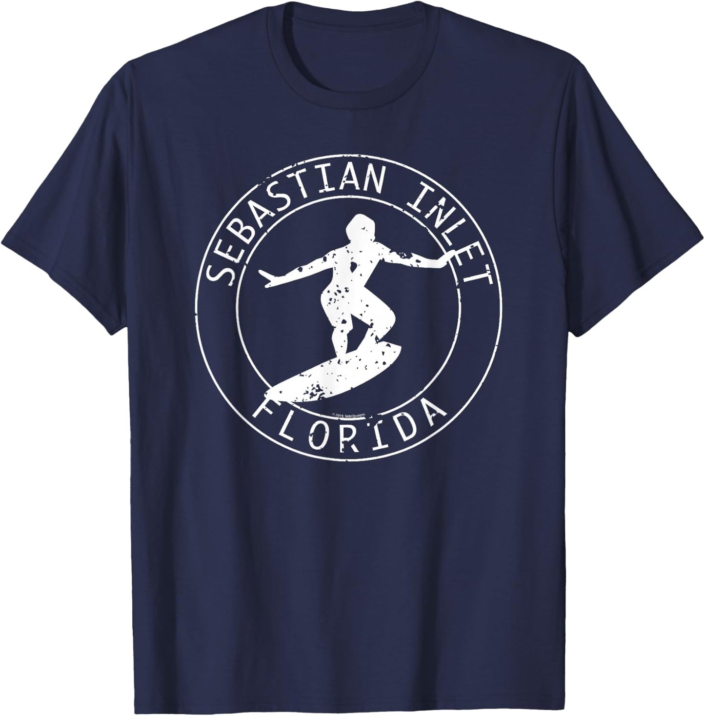 Sebastian Inlet Florida Vintage Surfer T-Shirt - T-Shirt | Navy