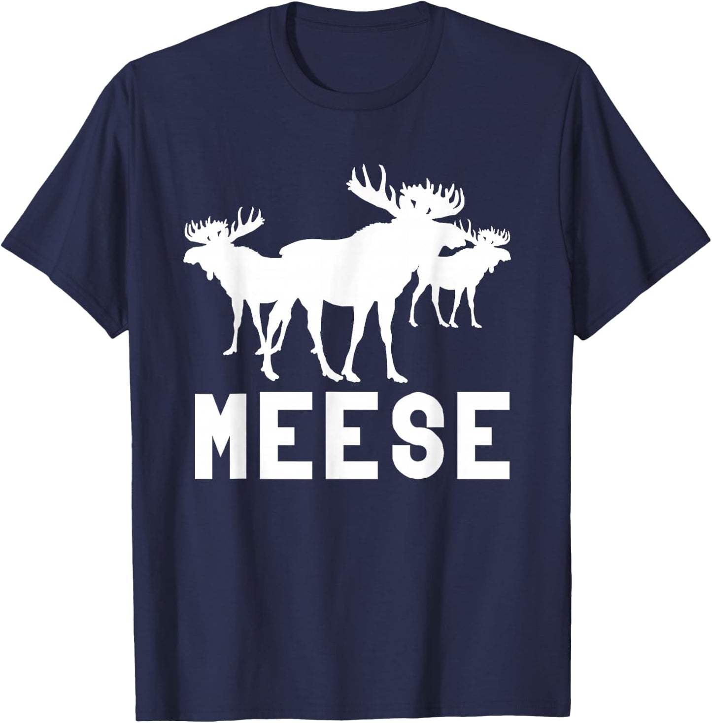 Meese Antlers Love Funny Moose T-Shirt - T-Shirt | Navy