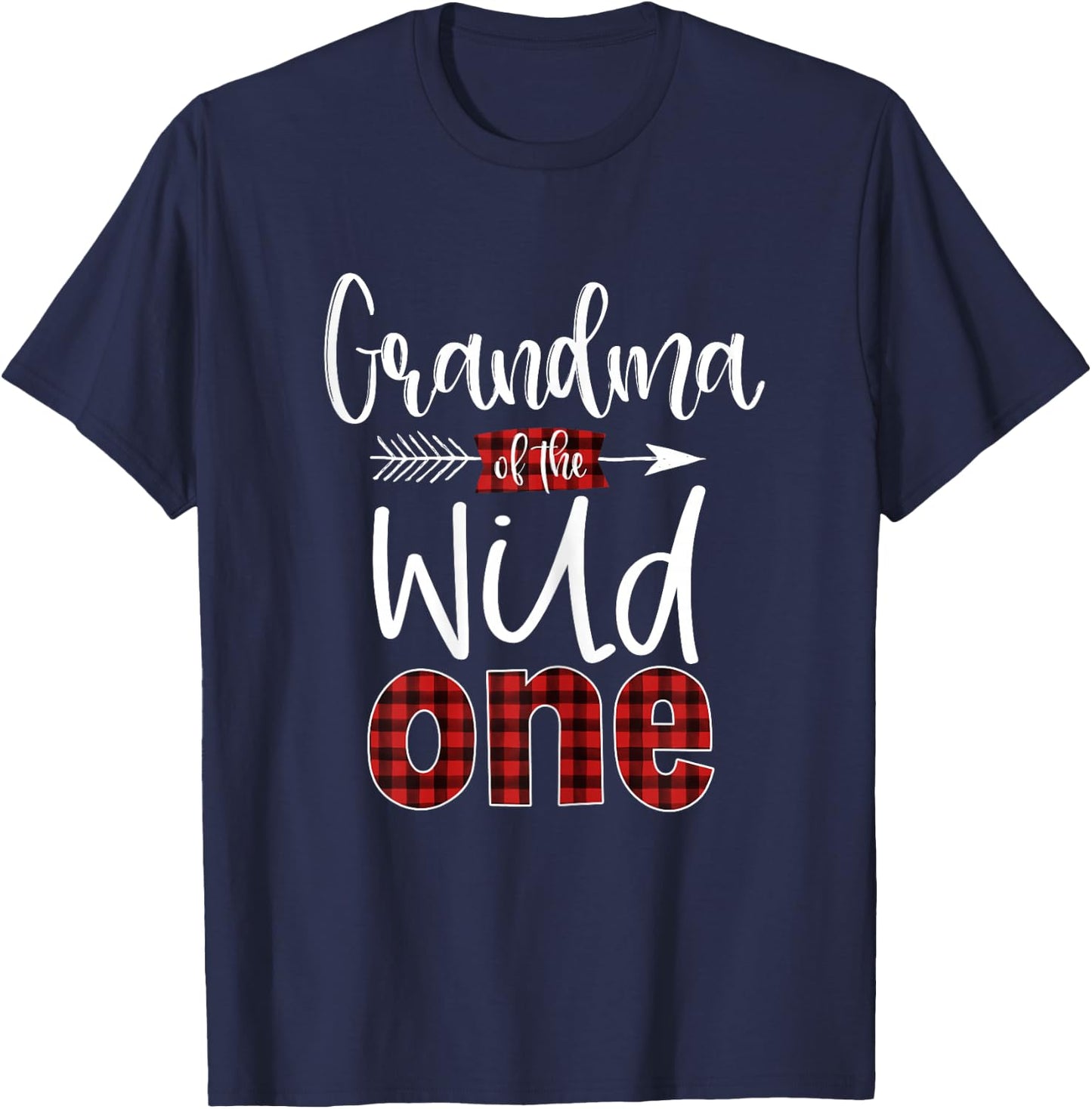 Grandma of the Wild One Shirt Plaid Lumberjack 1st Birthday T-Shirt - T-Shirt | Navy