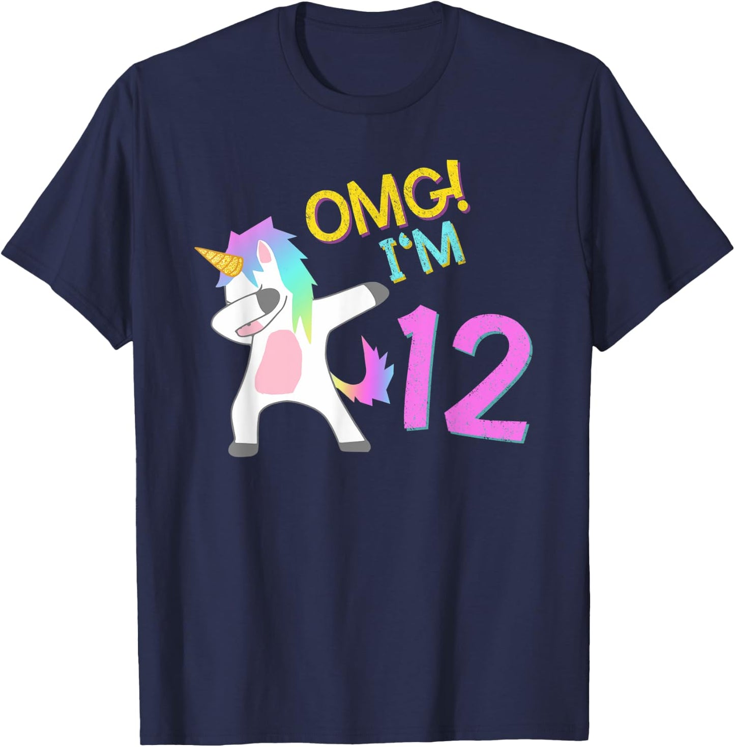 12th Birthday Dabbing Unicorn OMG 12 Years old girl T-Shirt - T-Shirt | Navy