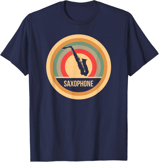 Retro Vintage Saxophone - Saxophonist & Sax Player T-Shirt - T-Shirt | Navy
