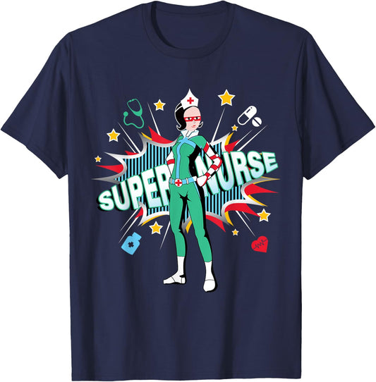 Super Nurse Shirt Best Superhero Funny RN Nurse T-Shirt - T-Shirt | Navy