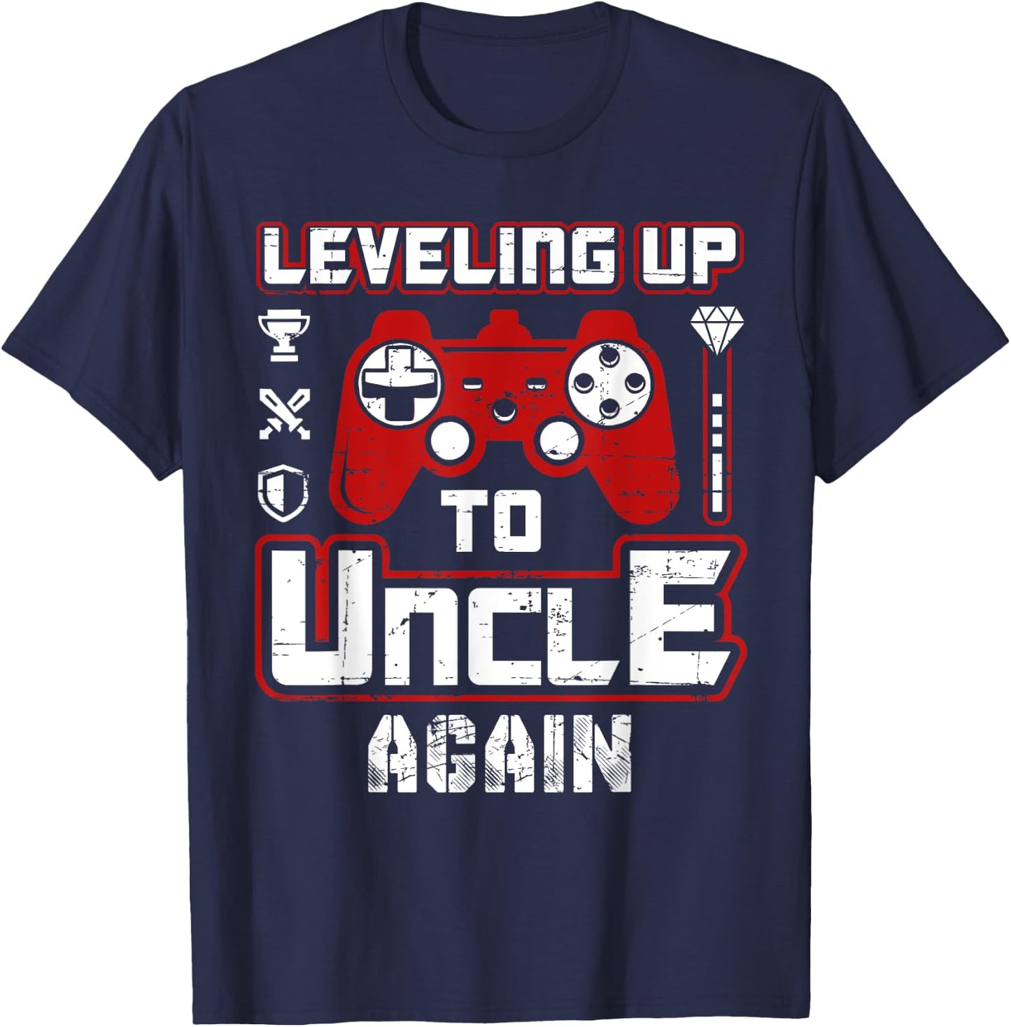 Leveling Up To Uncle Again Pregnancy Announcement T-Shirt - T-Shirt | Navy
