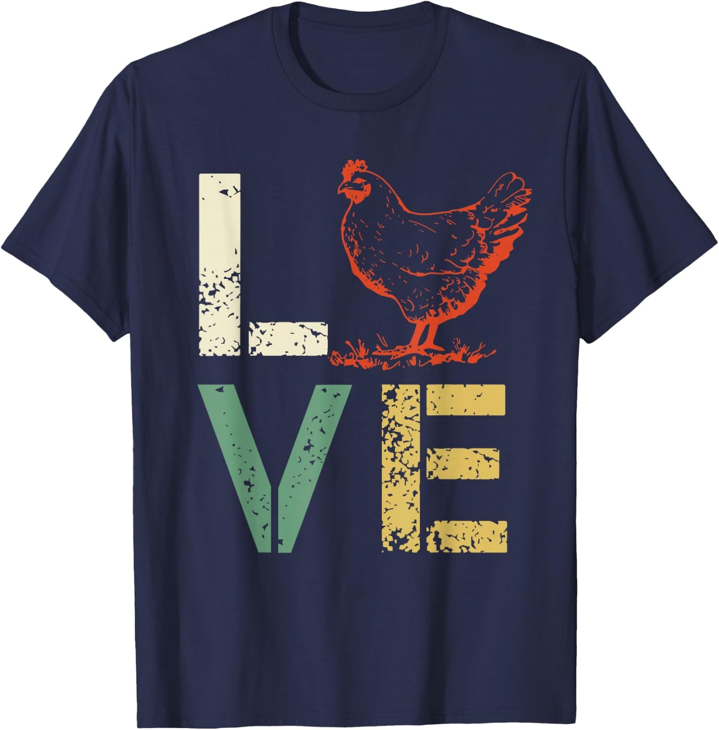 Vintage Chicken - LOVE Poultry Farmer Shirt Gift T-Shirt - T-Shirt | Navy