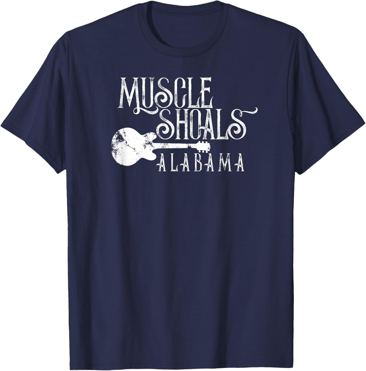 Muscle Shoals Alabama with Guitar Swampy Soul Music Fans T-Shirt - T-Shirt | Navy