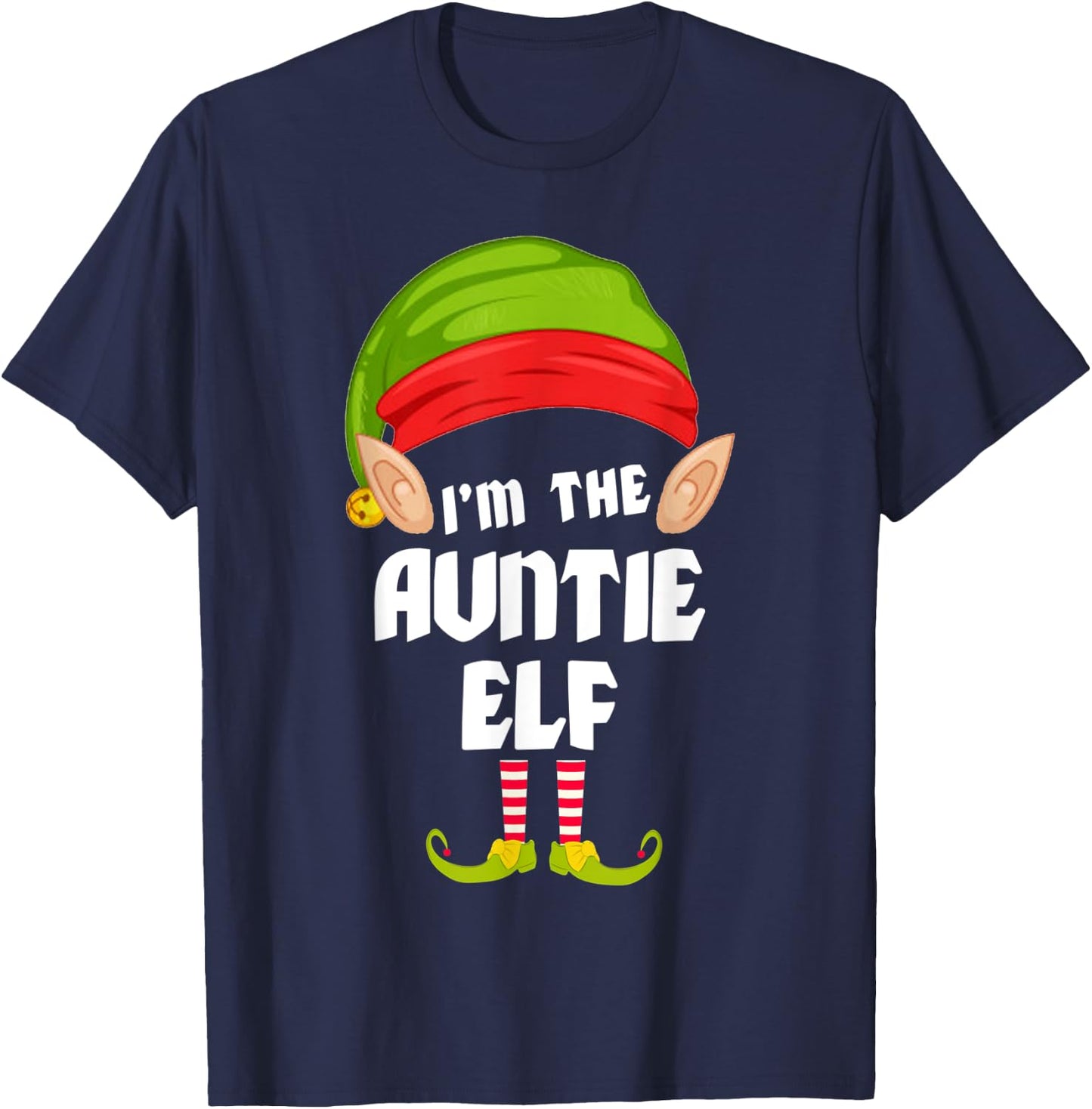 Funny Auntie Elf Matching Family Group PJ Christmas T-Shirt - T-Shirt | Navy