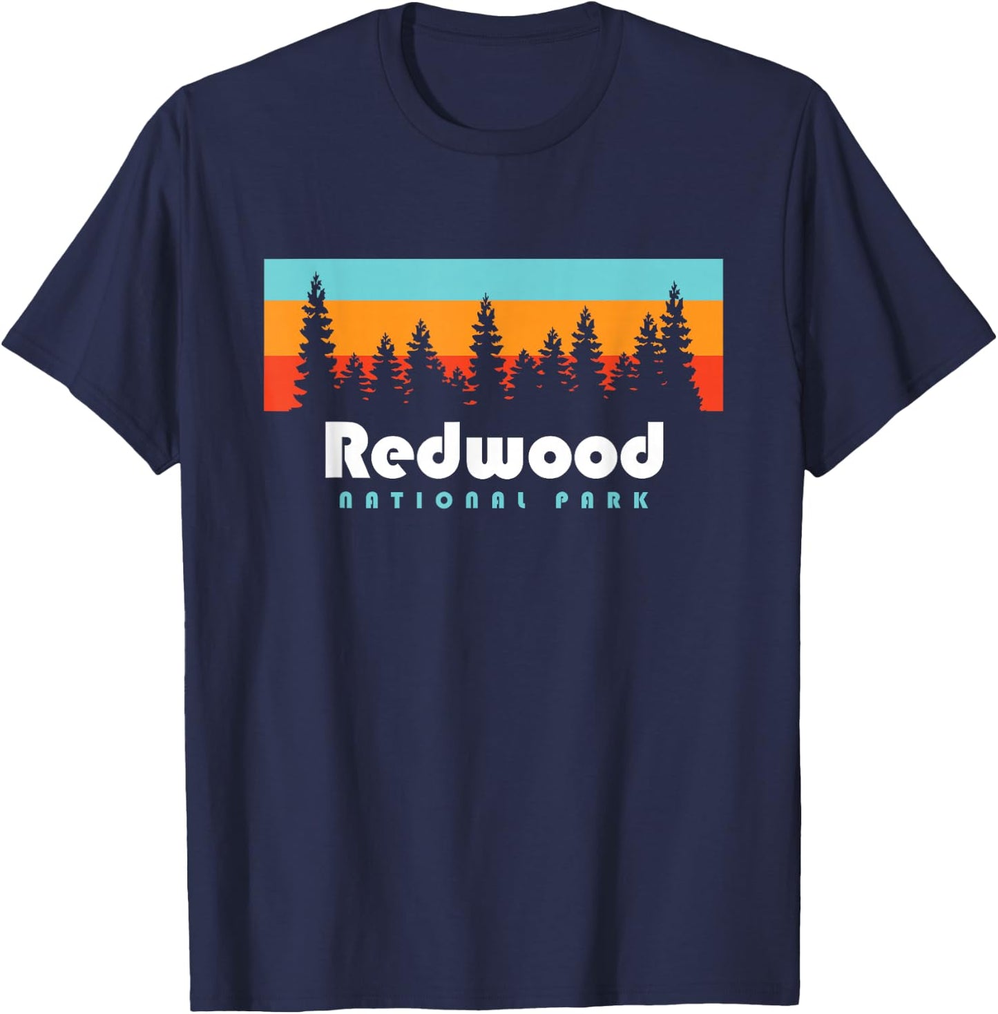 Redwood National Park California Retro Vintage Trees T-Shirt - T-Shirt | Navy