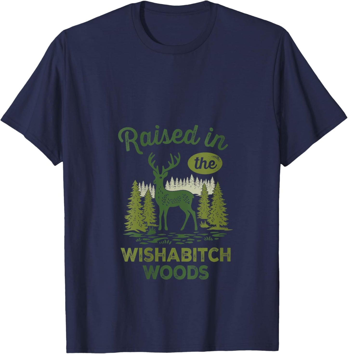 Raised in The Wishabitch Woods Deer V-Neck T-Shirt - T-Shirt | Navy