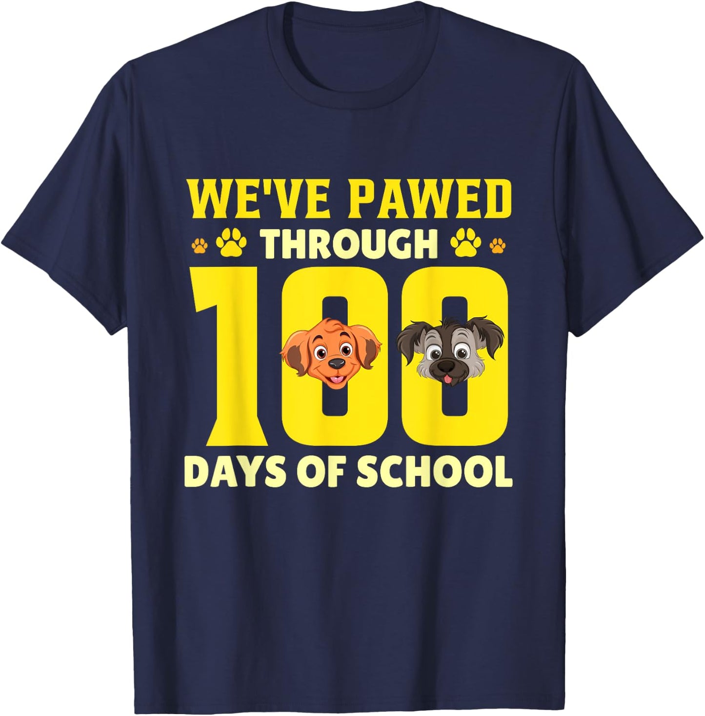 We've Pawed Through 100 Days Of School Dog T-Shirt - T-Shirt | Navy