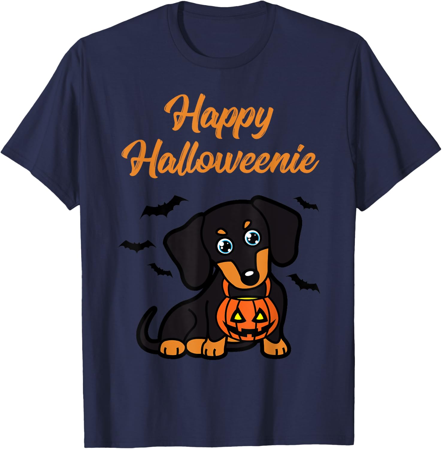 Happy Halloweenie Dachshund Dog Halloween Women Kids T-Shirt - T-Shirt | Navy