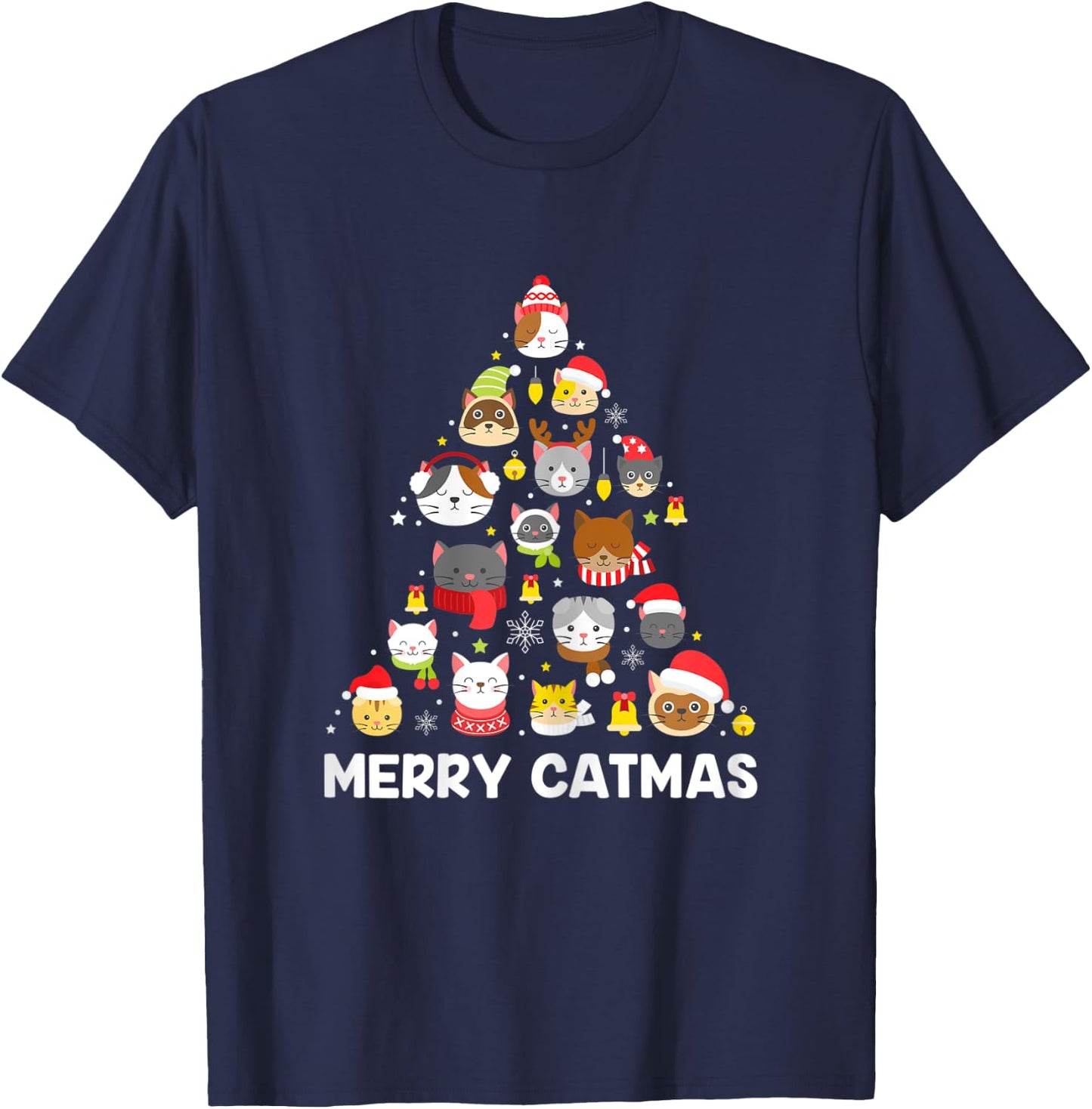 Merry Catmas Funny Christmas Cat Shirt for Cat Lovers T-Shirt - T-Shirt | Navy