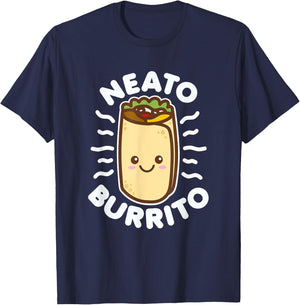 Neato Burrito Lover Cute Kawaii Funny Saying Food Pun Dark T-Shirt - T-Shirt | Navy