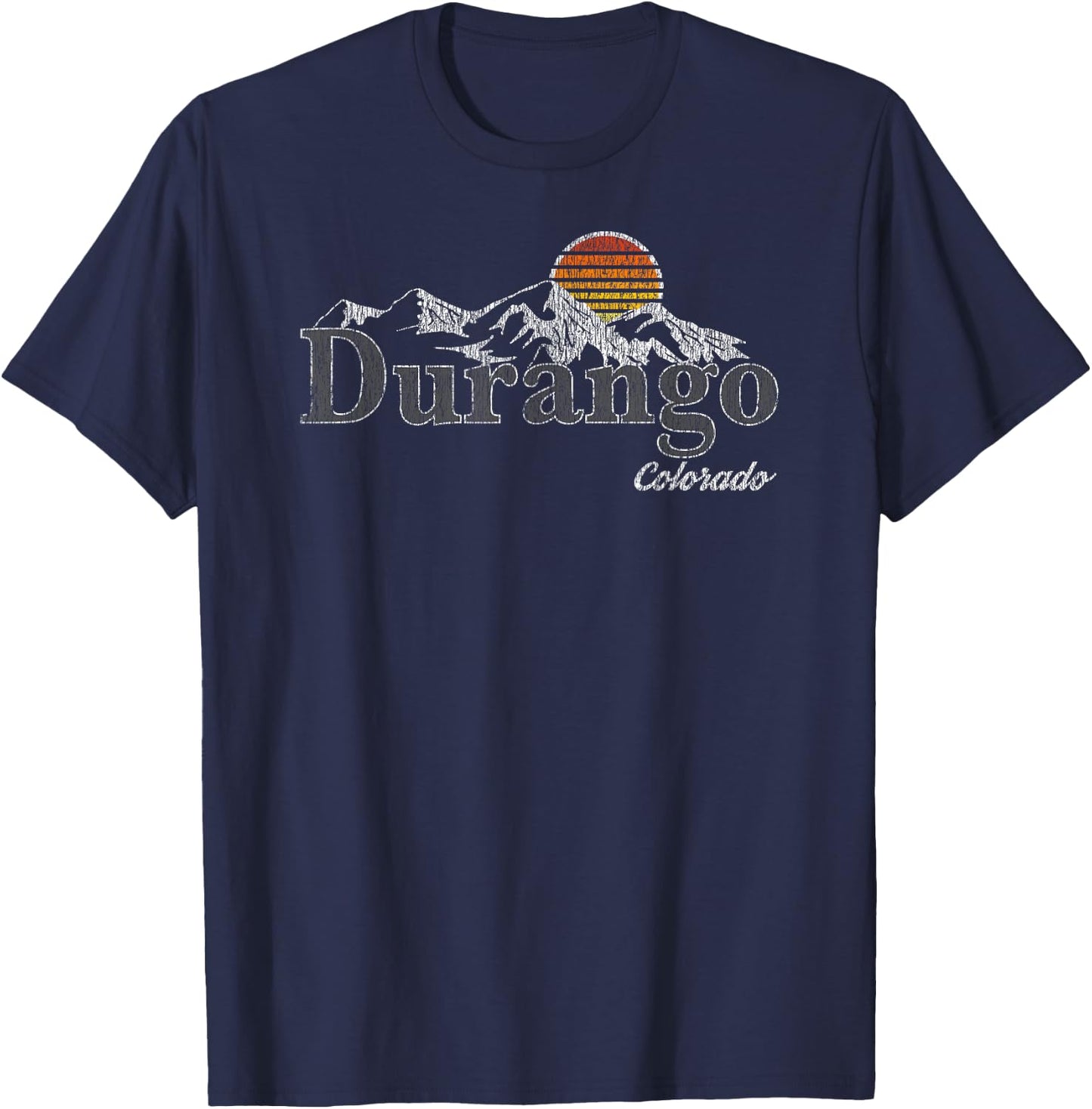 Retro Durango Colorado Mountain T-Shirt - T-Shirt | Navy