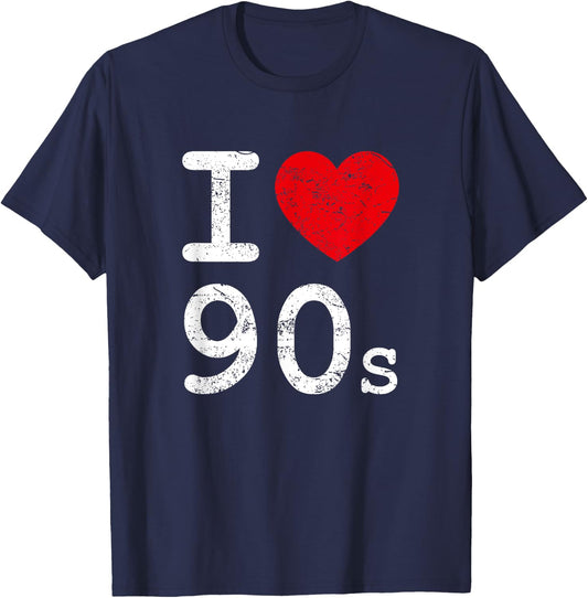 I Love (Heart) 90s Distressed I Love 1990s T-Shirt - T-Shirt | Navy