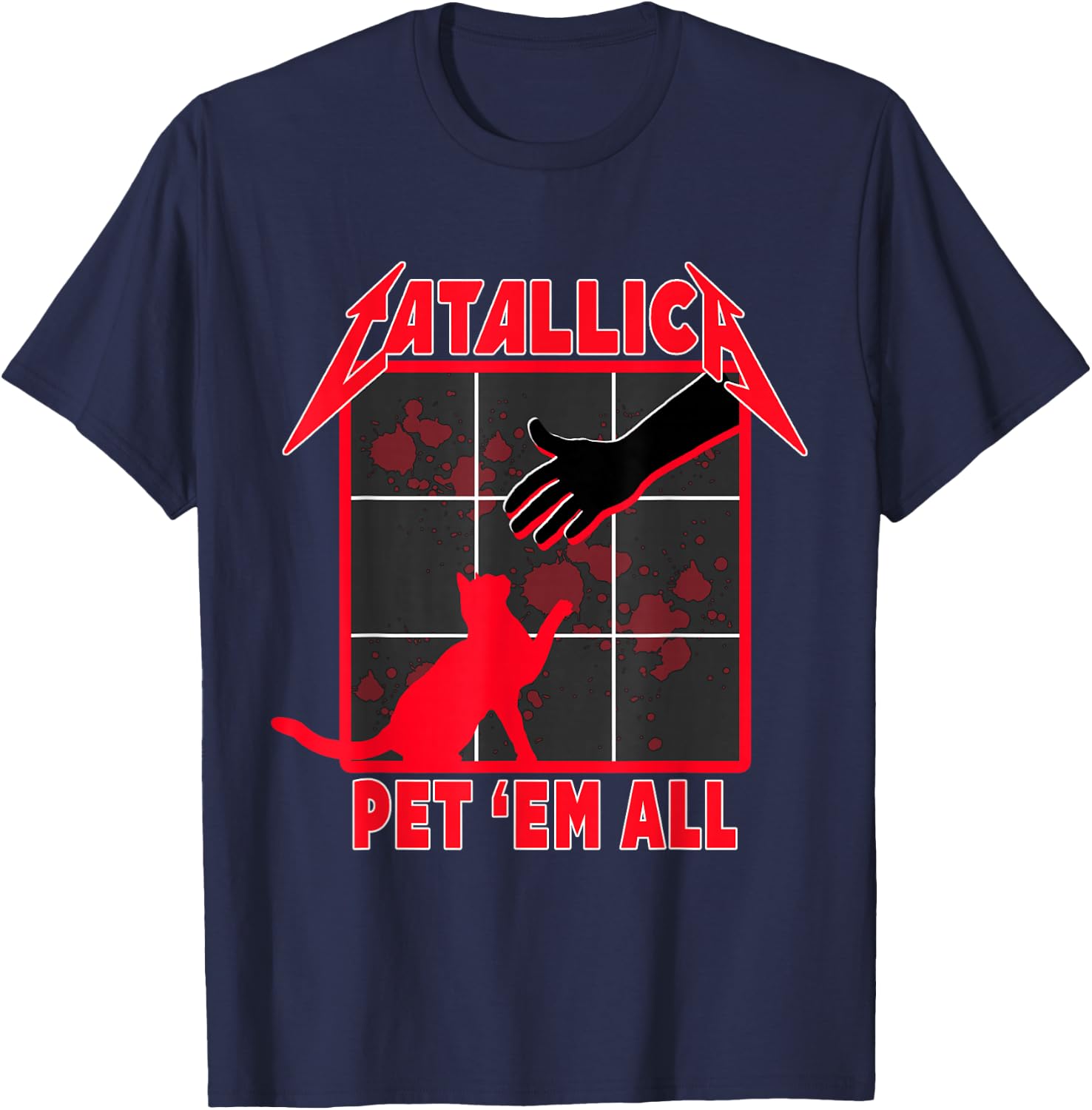 Catallica - Pet 'Em All funny cat T-Shirt - T-Shirt | Navy