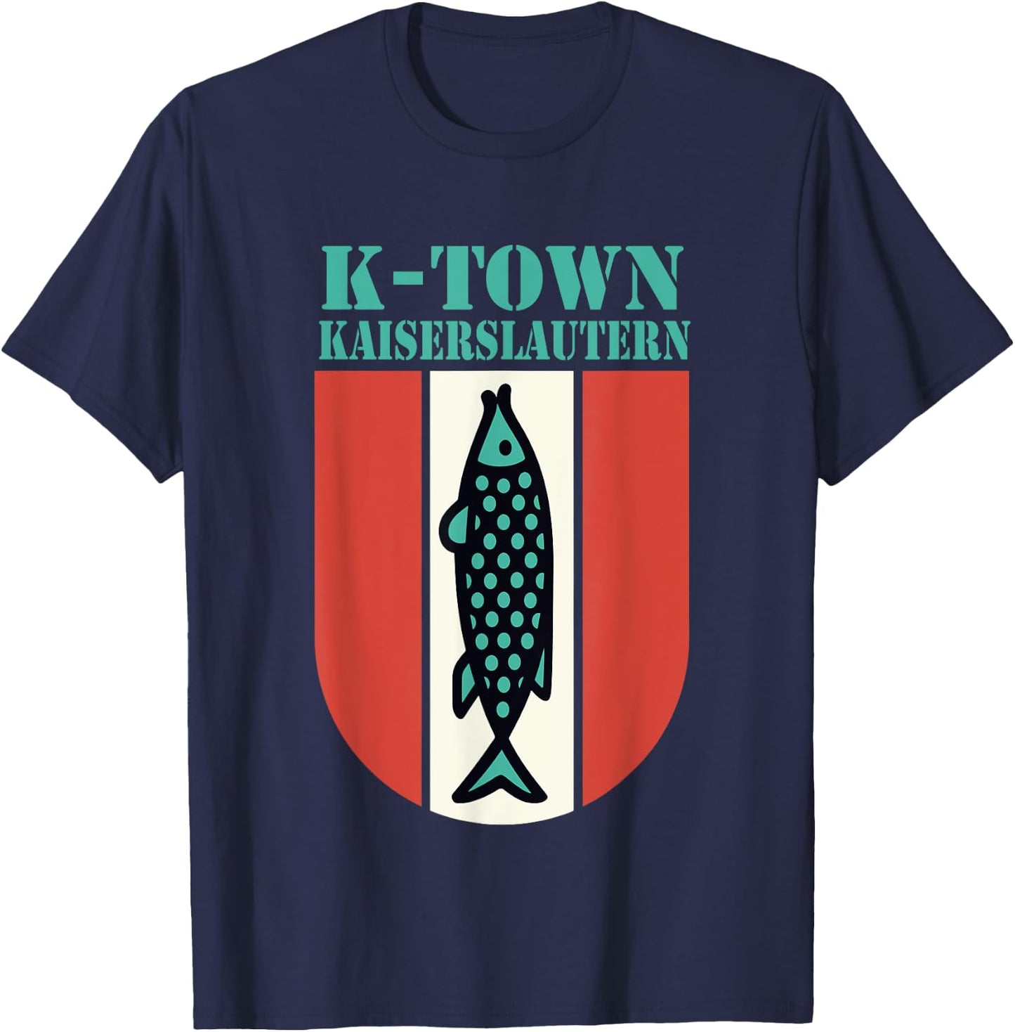 K-Town Kaiserslautern Germany Fish Emblem Vintage T-Shirt - T-Shirt | Navy