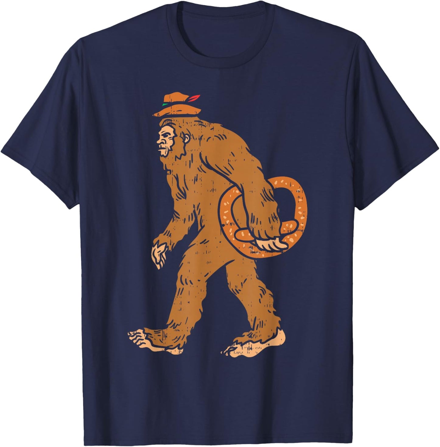 German Bigfoot Sasquatch Pretzel Funny Oktoberfest Men Kids T-Shirt - T-Shirt | Navy